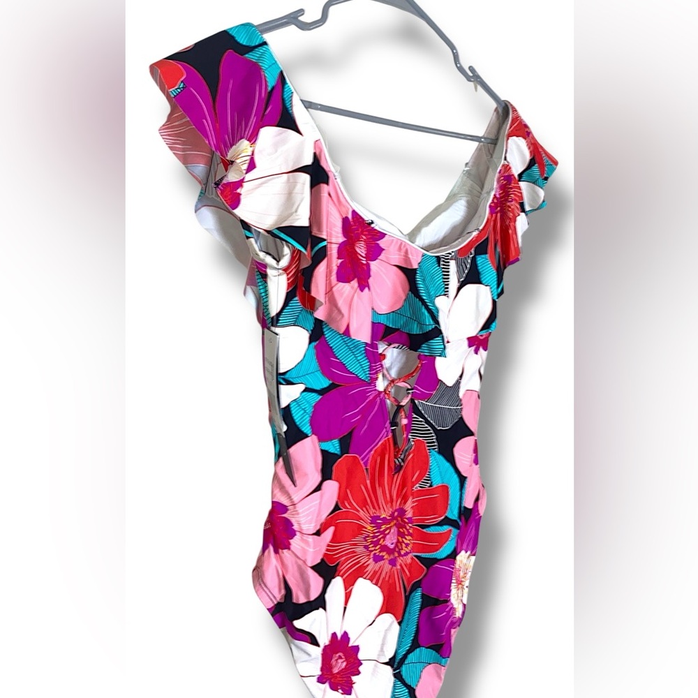 La Blanca Pink and Purple One Piece Swimsuit Floral Design - Picture 6 of 8